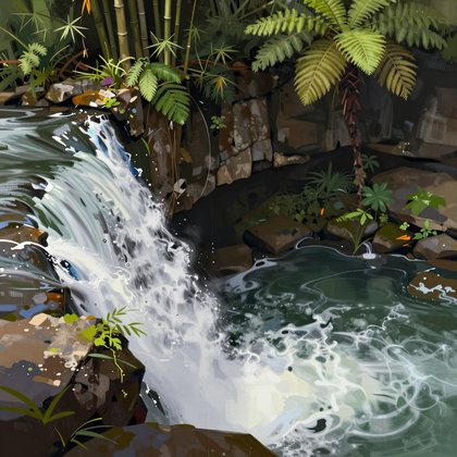 falls from the lip looking down