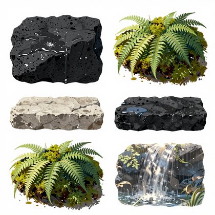 falls rock and spray material detail