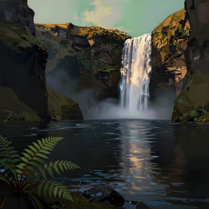 falls dusk green gold