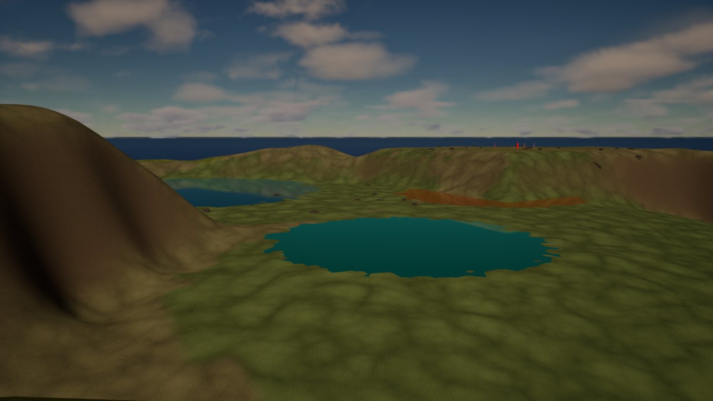 Kelimutu, the three coloured lakes - previz water on measured crater floors