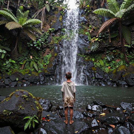 falls establishing across pool